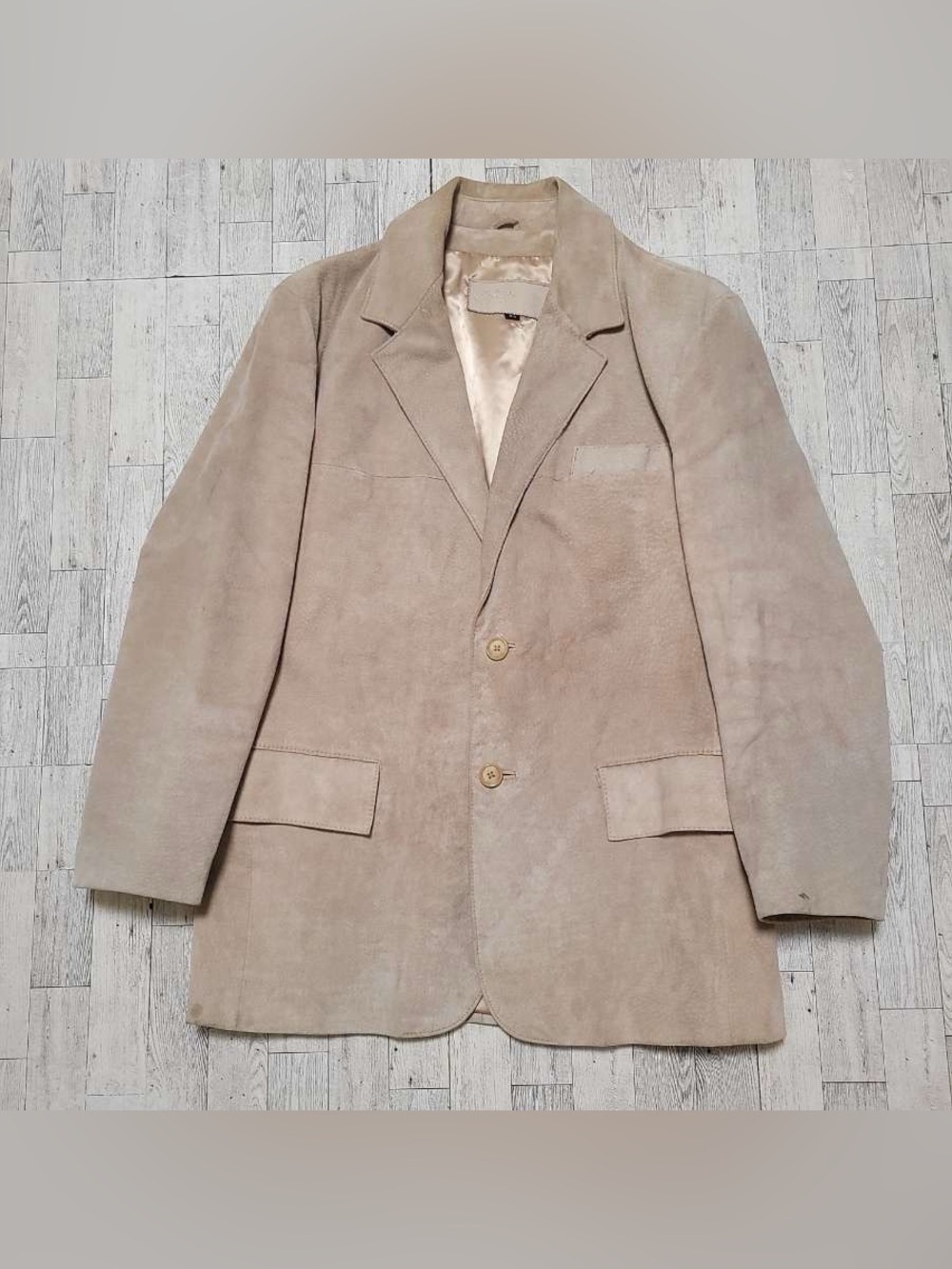 Men's Unbranded Western Tan Brown Leather 2 Button Suit Jacket Blazer Size 42